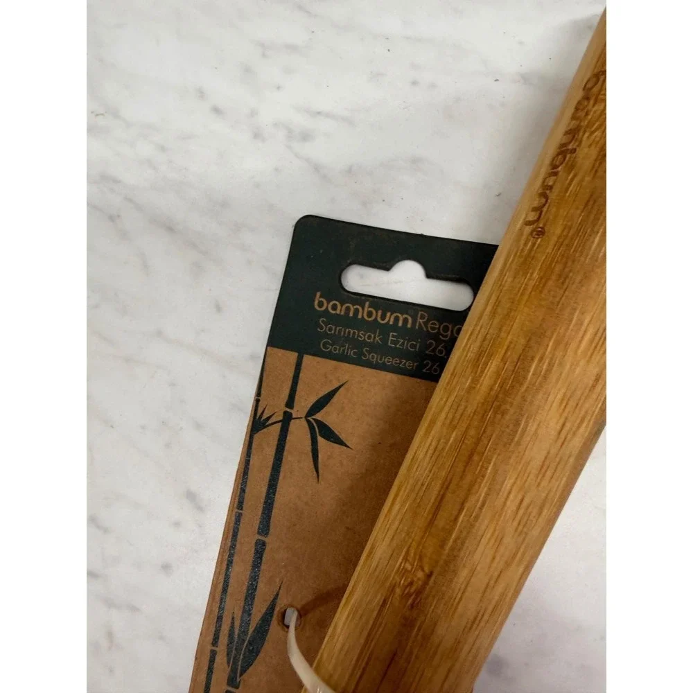 Bambum Regato Bamboo Garlic Squeezer Muddler 26cm Antibacterial Kitchen Tool NEW